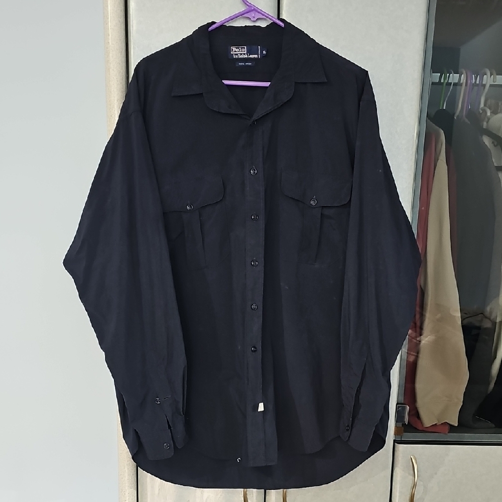 Polo by Ralph Lauren Men's Dark Navy Button Down Shirt, XL